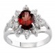 Sterling Silver Garnet Ring with CZ