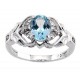 Sterling Silver Blue Topaz Ring with CZ