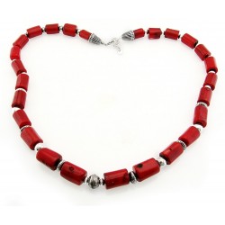 Southwestern Coral Necklace with Sterling Silver