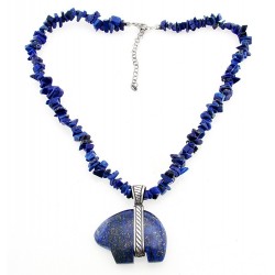 Sterling Silver and Lapis Necklace with Bear Pendant