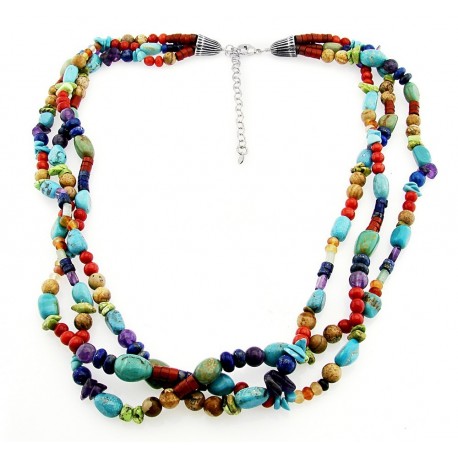 Southwestern Gemstone Necklace with Sterling Silver – Blue Shade