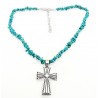 Southwestern Turquoise Necklace with Sterling Silver Cross Pendant