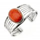 Southwestern Sterling Silver Cuff Bracelet with Large Coral