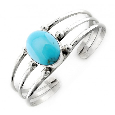 Southwest Sterling Silver Cuff with Blue Turquoise
