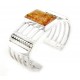 Southwestern Sterling Silver Cuff Bracelet With Amber