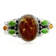 Southwestern Sterling Silver Cuff with Large Amber
