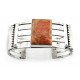 Southwestern Sterling Silver Cuff Bracelet With Coral
