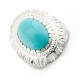 Southwestern Sterling Silver Diamond Cut Border Ring with Turquoise