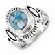 Southwestern Sterling Silver Ring with Mosaic Opal Inlay