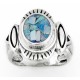 Southwestern Sterling Silver Ring with Mosaic Opal Inlay