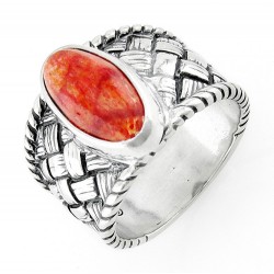 Southwestern Sterling Silver Ring with Coral