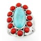 Southwestern Sterling Silver Ring with Turquoise and Coral