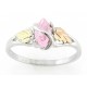 Black Hills Gold on Sterling Silver Ring with Pink CZ