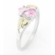 Black Hills Gold on Sterling Silver Ring with Pink CZ