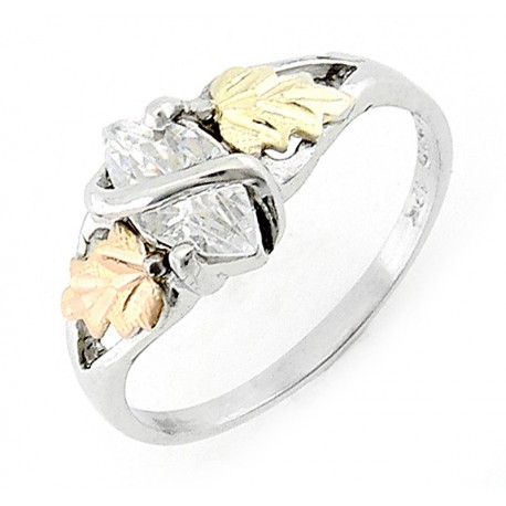 Black Hills Sterling Silver and 12K Gold Ring with CZ