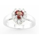 Sterling Silver Heart Garnet Ring with Cubic Zirconia