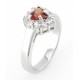 Sterling Silver Heart Garnet Ring with Cubic Zirconia