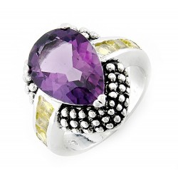 Sterling Silver Ring with Amethyst and Citrin