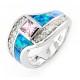 Sterling Silver Opal Inlay Ring with Pink CZ