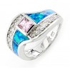 Sterling Silver Opal Inlay Ring with Pink CZ