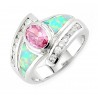 Sterling Silver Opal Ring with Pink CZ