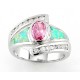Sterling Silver Opal Ring with Pink CZ