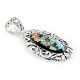 Southwestern Sterling Silver Gemstone Inlay Pendant CP Signature