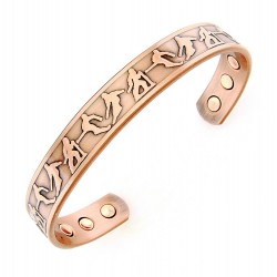 Magnetic Copper Cuff Bracelet with Skiers 