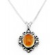 Sterling Silver Amber Pendant with Necklace