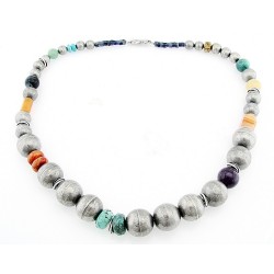 Southwestern Sterling Silver Necklace with Gemstones