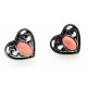Sterling Silver Heart Necklace and Earring Set with Pink Coral