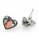 Sterling Silver Heart Necklace and Earring Set with Pink Coral