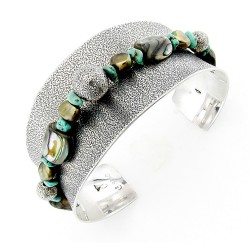 Carolyn Pollack Sterling Silver Cuff Bracelet with Gemstones CP Signature