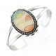 Southwestern Sterling Silver Cuff Bracelet with Mosaic Inlay