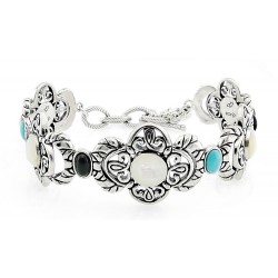 Sterling Silver and Gemstone Toggle Bracelet CP Signature