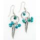 Southwestern Sterling Silver Feather Earrings with Turquoise