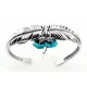 Southwestern Sterling Silver Feather Cuff Bracelet w Turquoise
