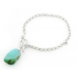 Sterling Silver Toggle Bracelet with Turquoise