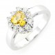 Sterling Silver Heart Citrine Ring with Cubic Zirconia