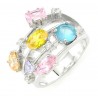 Sterling Silver Cocktail Ring with Multicolored Cubic Zirconia