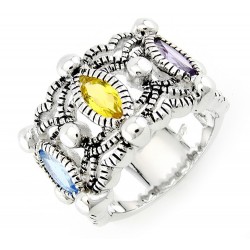 Sterling Silver Cocktail Ring with Gemstones 