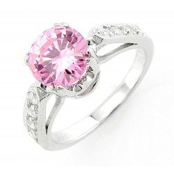 Sterling Silver Ring with Pink Cubic Zirconia
