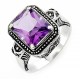 Antiqued Sterling Silver Ring with Amethyst 