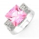 Sterling Silver Ring with Cube Pink CZ