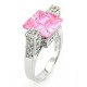 Sterling Silver Ring with Cube Pink CZ