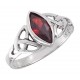 Sterling Silver Celtic Ring with Synthetic Garnet