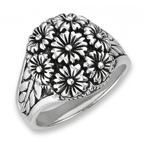 Sterling Silver Flower Bouquet Ring