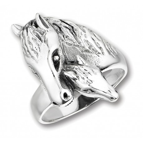 Sterling Silver Horse with Foal Ring