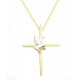 10K Black Hills Gold Cross Pendant with Sterling Silver Dove