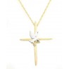 10K Black Hills Gold Cross Pendant with Sterling Silver Dove